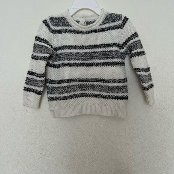 Kids striped gray/black white sweater size 18-24 - Picture 1 of 6